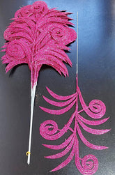 Frunze decorative roz fucsia cu sclipici - 12 buc/set